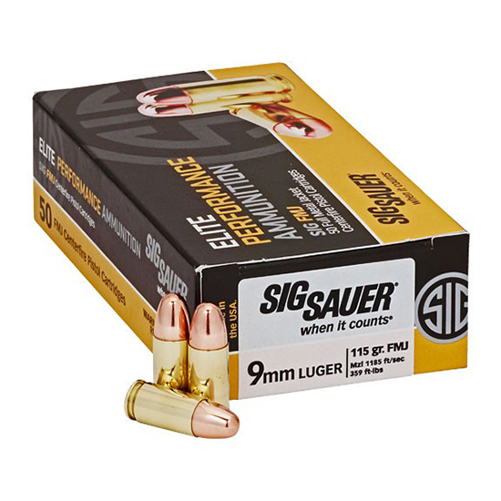 SIG AMMO 9MM 115GR ELITE BALL 365 FMJ 50/20 - Ammunition